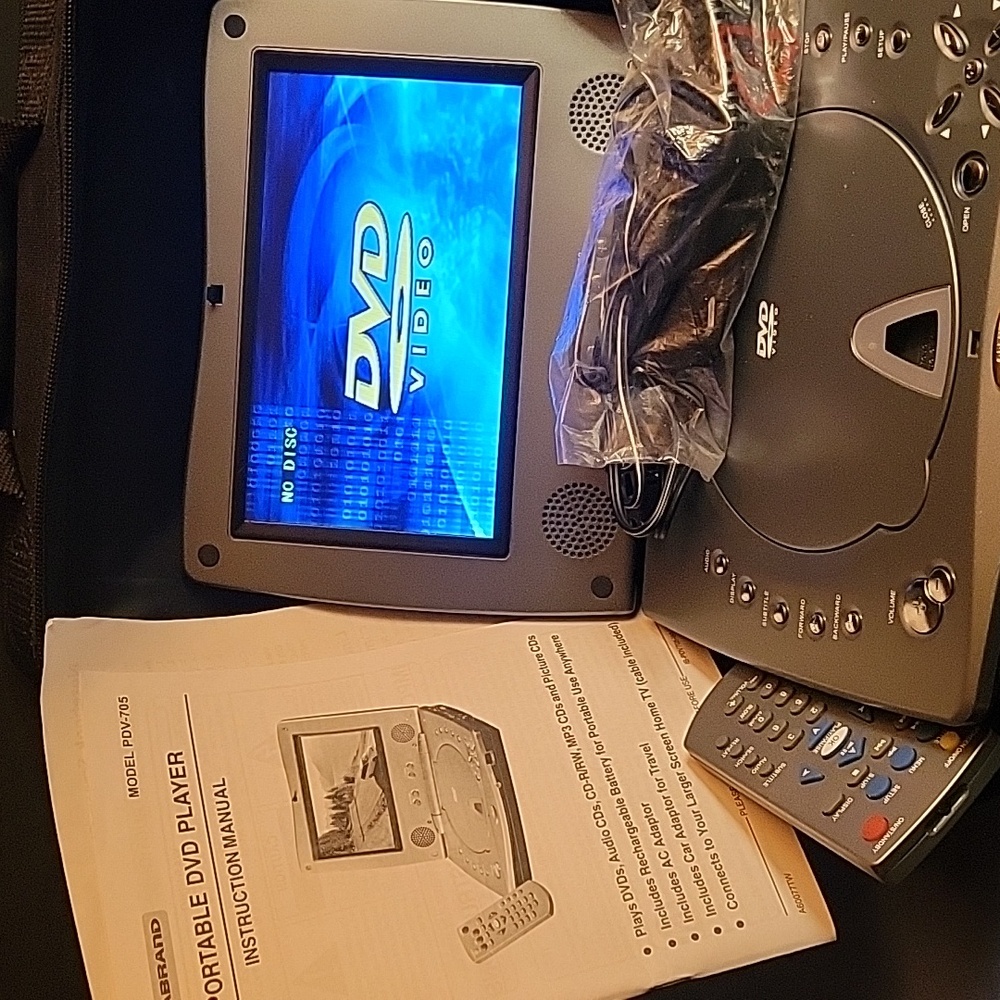 Portable DVD Player with Remote - Gray Car Adaptor Instruction Books Included